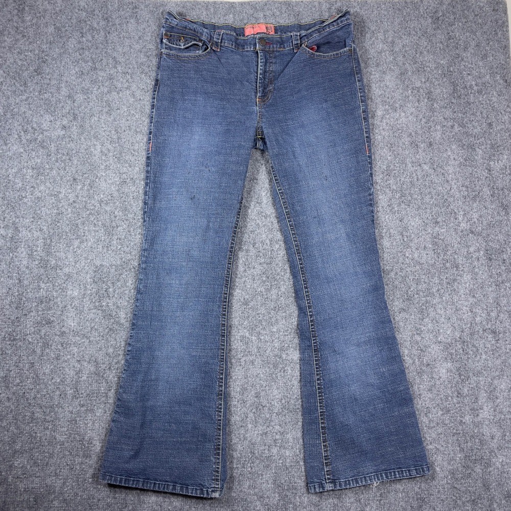 Mossimo Jeans Women 17 Blue Flare Leg Stretch Flap Pocket Y2K Denim